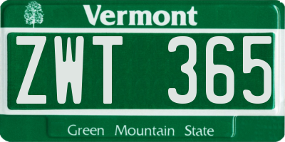 VT license plate ZWT365