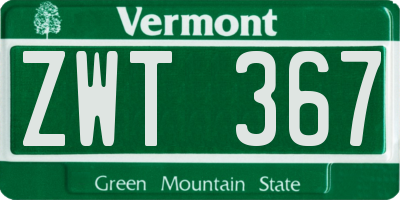 VT license plate ZWT367