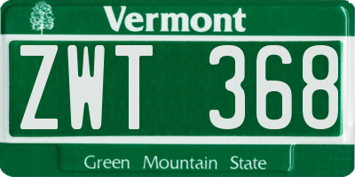 VT license plate ZWT368