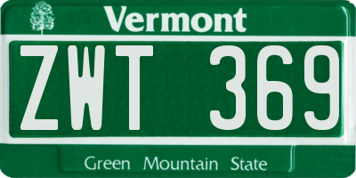 VT license plate ZWT369