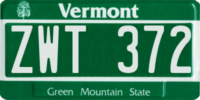 VT license plate ZWT372