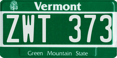 VT license plate ZWT373