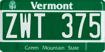 VT license plate ZWT375