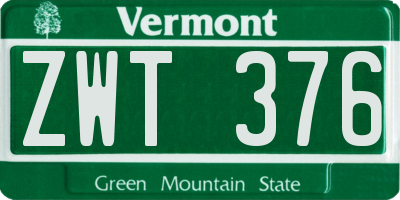 VT license plate ZWT376