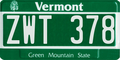 VT license plate ZWT378