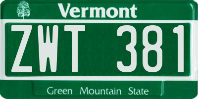 VT license plate ZWT381