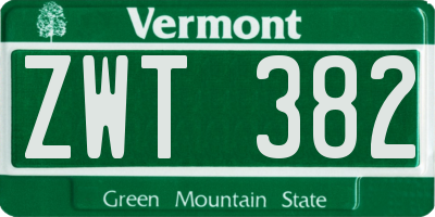 VT license plate ZWT382