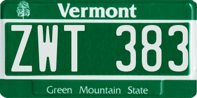 VT license plate ZWT383