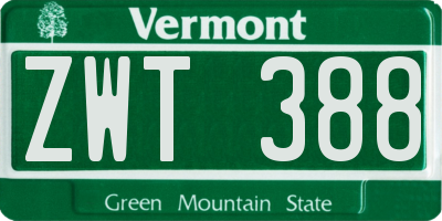 VT license plate ZWT388