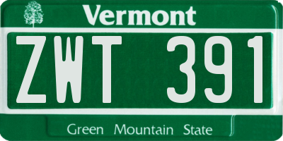 VT license plate ZWT391