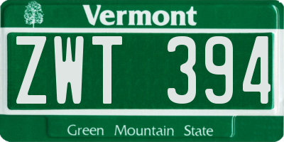VT license plate ZWT394