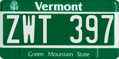 VT license plate ZWT397