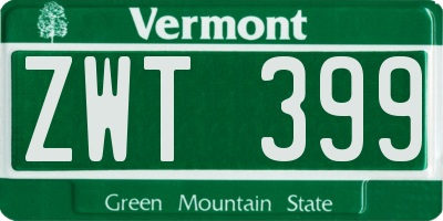 VT license plate ZWT399