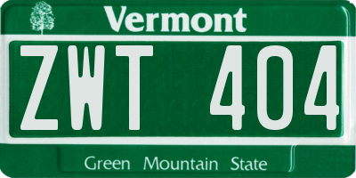 VT license plate ZWT404