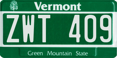 VT license plate ZWT409