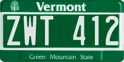 VT license plate ZWT412