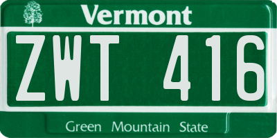 VT license plate ZWT416