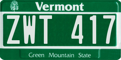VT license plate ZWT417