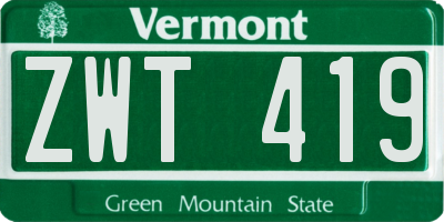 VT license plate ZWT419