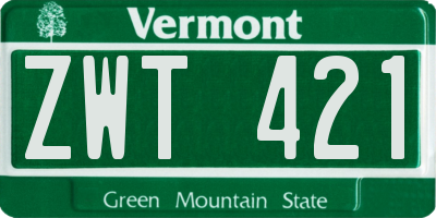 VT license plate ZWT421