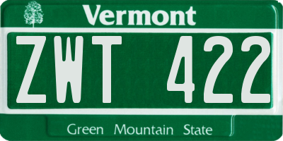 VT license plate ZWT422