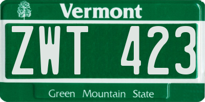 VT license plate ZWT423