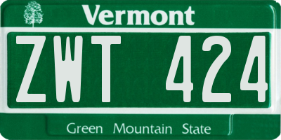 VT license plate ZWT424