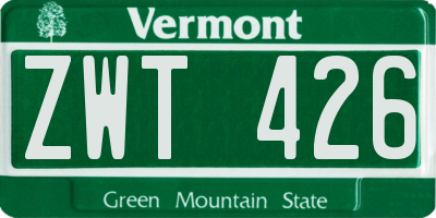 VT license plate ZWT426