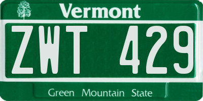 VT license plate ZWT429