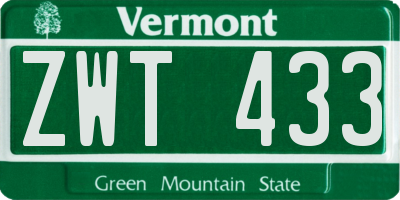 VT license plate ZWT433