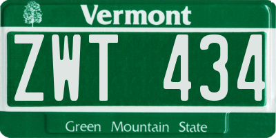 VT license plate ZWT434