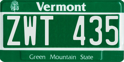 VT license plate ZWT435