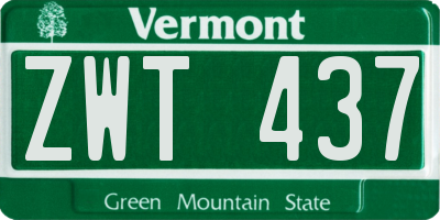 VT license plate ZWT437