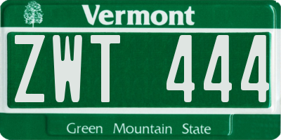 VT license plate ZWT444