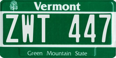 VT license plate ZWT447