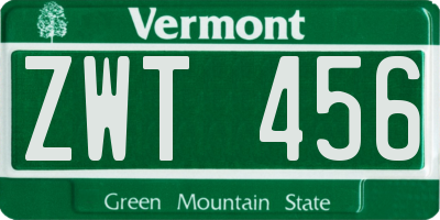 VT license plate ZWT456