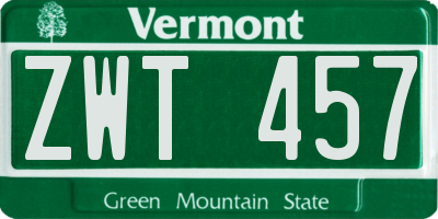 VT license plate ZWT457