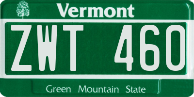 VT license plate ZWT460