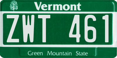 VT license plate ZWT461