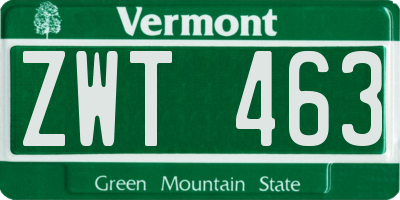 VT license plate ZWT463