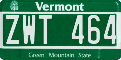 VT license plate ZWT464