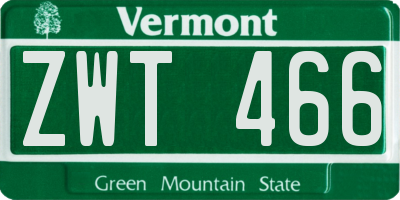 VT license plate ZWT466