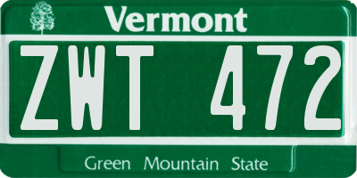 VT license plate ZWT472