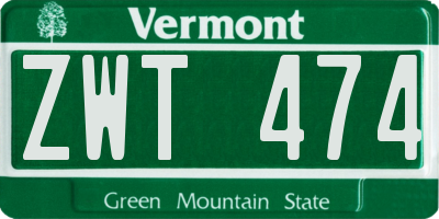 VT license plate ZWT474