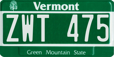 VT license plate ZWT475