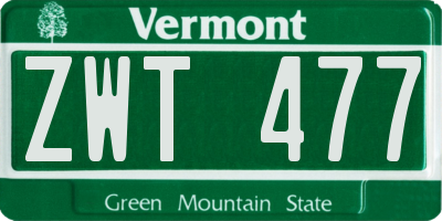 VT license plate ZWT477