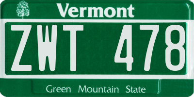 VT license plate ZWT478