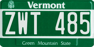 VT license plate ZWT485