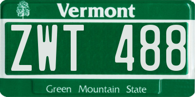 VT license plate ZWT488