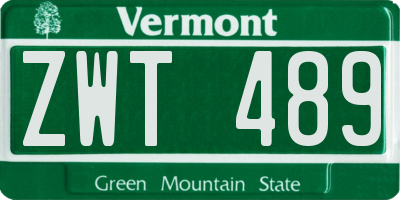 VT license plate ZWT489